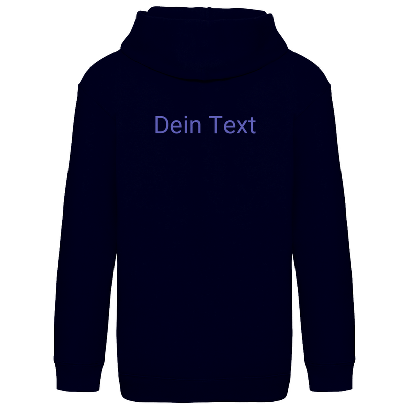 Kapuzenpulli fürs Kind, personalisierbar mit Foto + Text. Stoff-Farbe: Deep Navy. Fernweh zum Anfassen? travelPrint4U.de