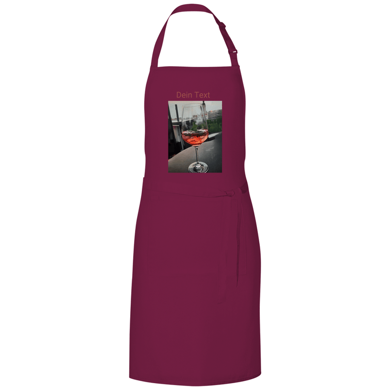 Kochschürze für Männer und Frauen in der Farbe Burgundy zum personalisieren. Fernweh zum Anziehen mit travelPrint4U.de