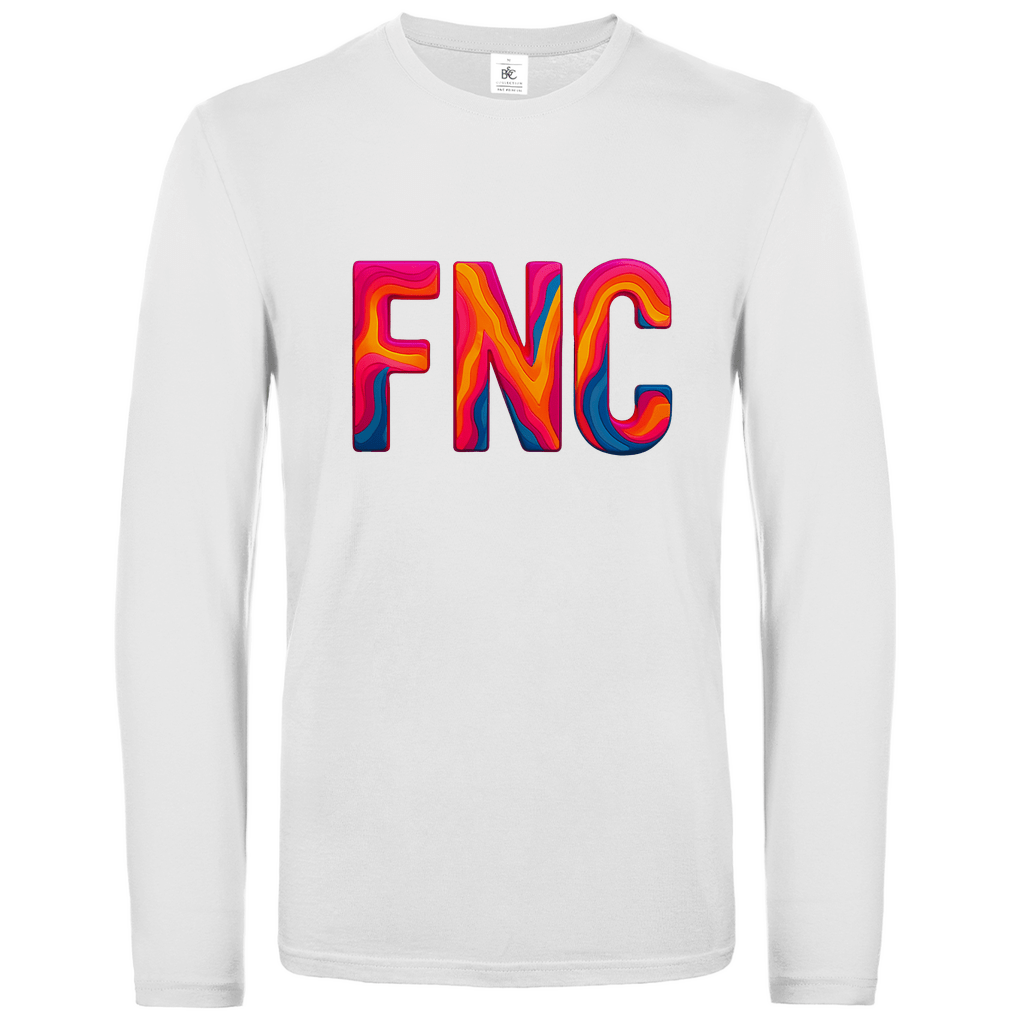 Longsleeve mit buntem FNC Print für Airport-Code FUNCHAL. Stoff-Farbe: White. Fernweh zum Anziehen? travelPrint4U.de