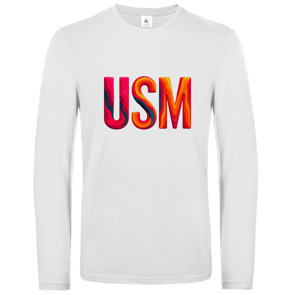 Longsleeve mit buntem USM Print für Airport-Code Ko Samui. Stoff-Farbe: White. Fernweh zum Anziehen? travelPrint4U.de