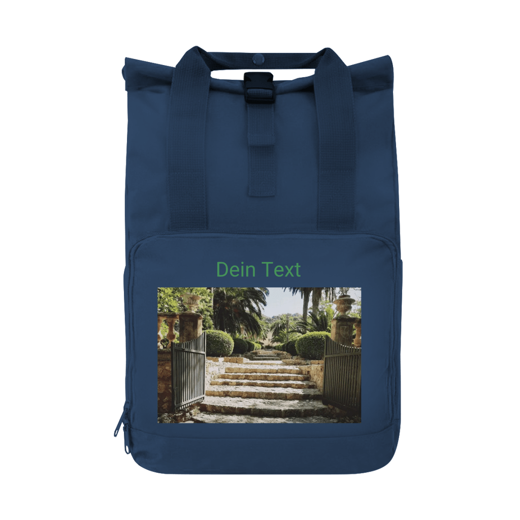 Tagesrucksack personalisierbar mit Deinem Foto und kurzem Text. Grundfarbe: Navy. Fernweh zum Anfassen? travelPrint4U.de