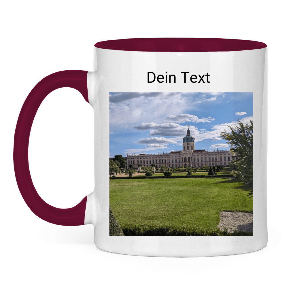 Tasse mit eigenem Foto personalisieren. Tasse weiß, Henkel und Innenseite Burgund. Fernweh zum Anfassen? travelPrint4U.de