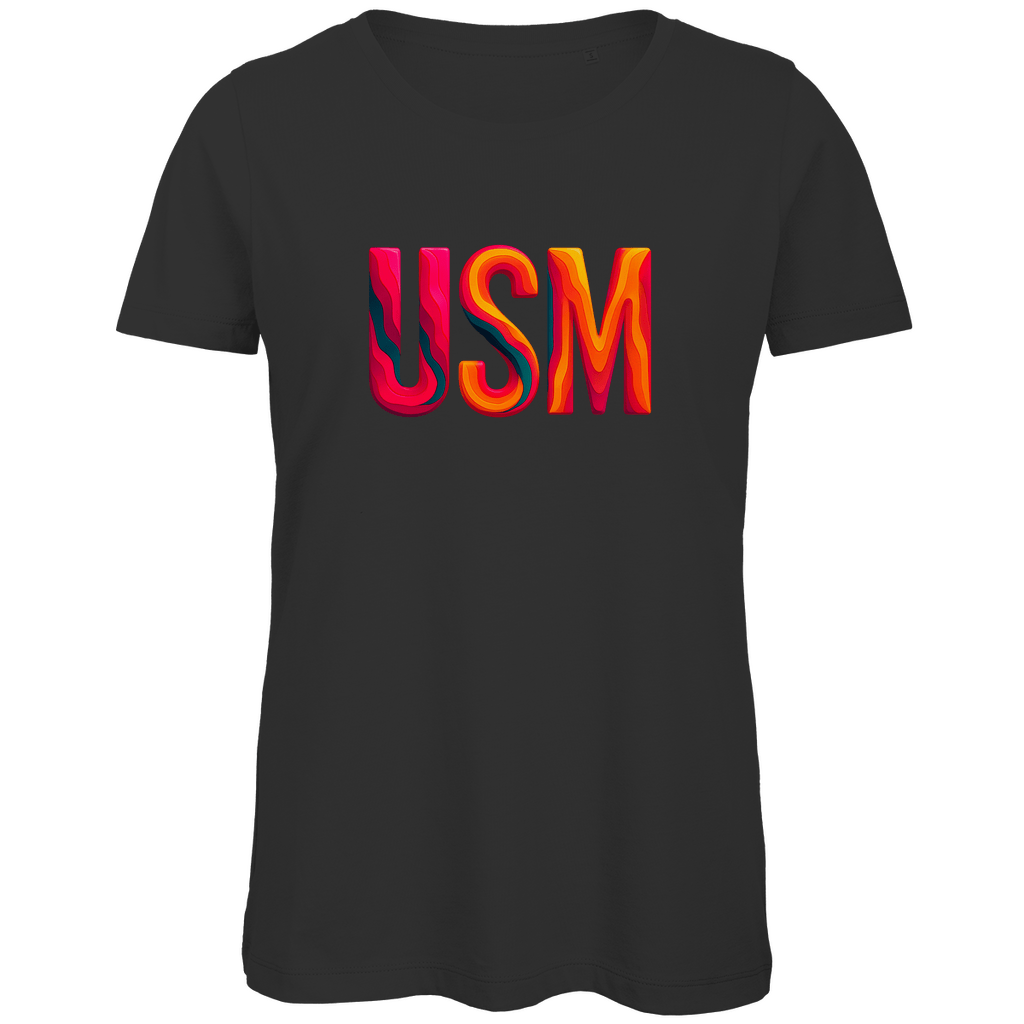 TShirt für Damen mit buntem USM Print für Airport KO SAMUI. Stoff-Farbe: Black. Fernweh zum Anziehen? travelPrint4U.de
