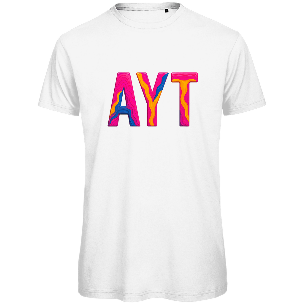TShirt für Herren mit buntem AYT Print für Airport ANTALYA. Stoff-Farbe: White. Fernweh zum Anziehen? travelPrint4U.de