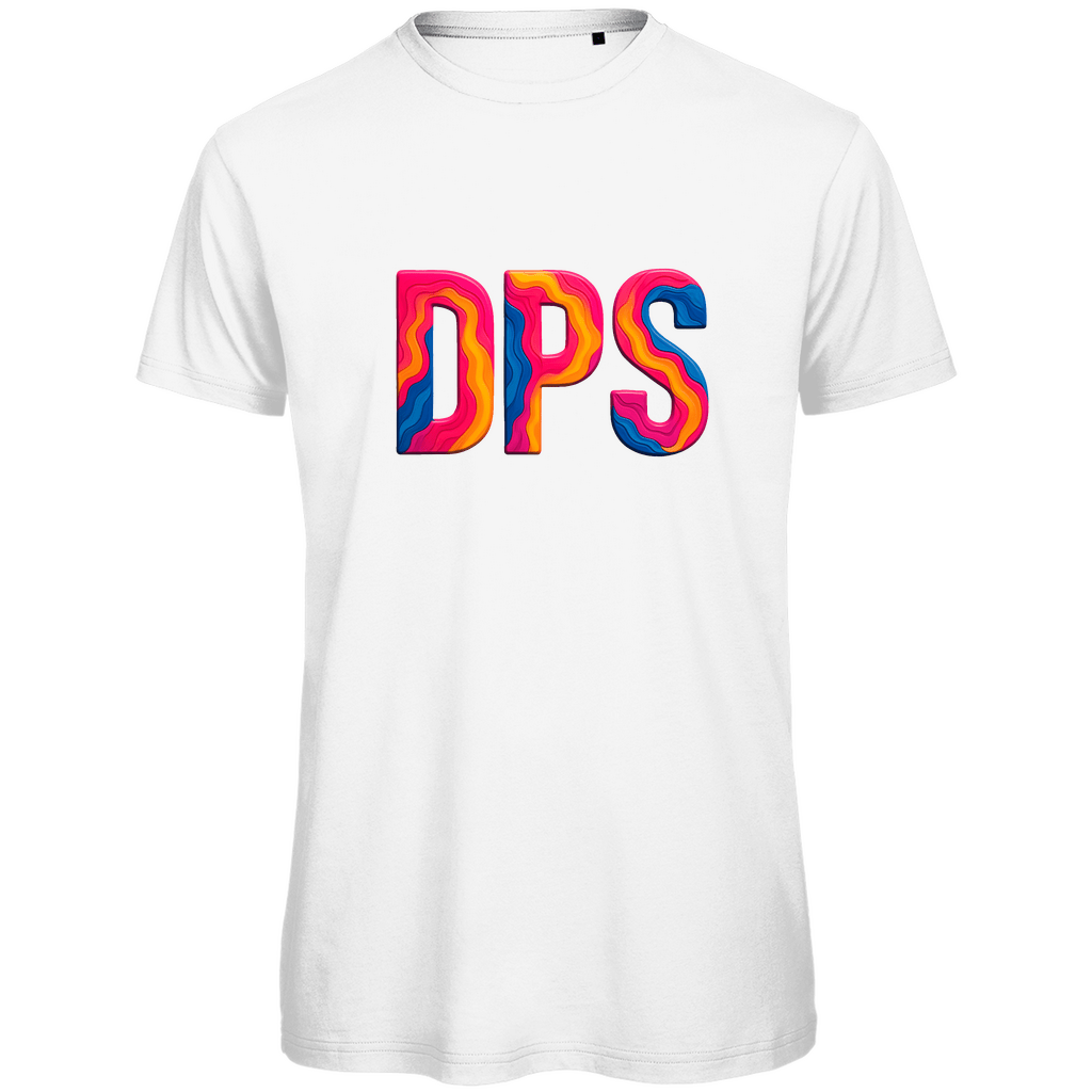 TShirt für Herren mit buntem DPS Print für Airport DENPASAR. Stoff-Farbe: White. Fernweh zum Anziehen? travelPrint4U.de