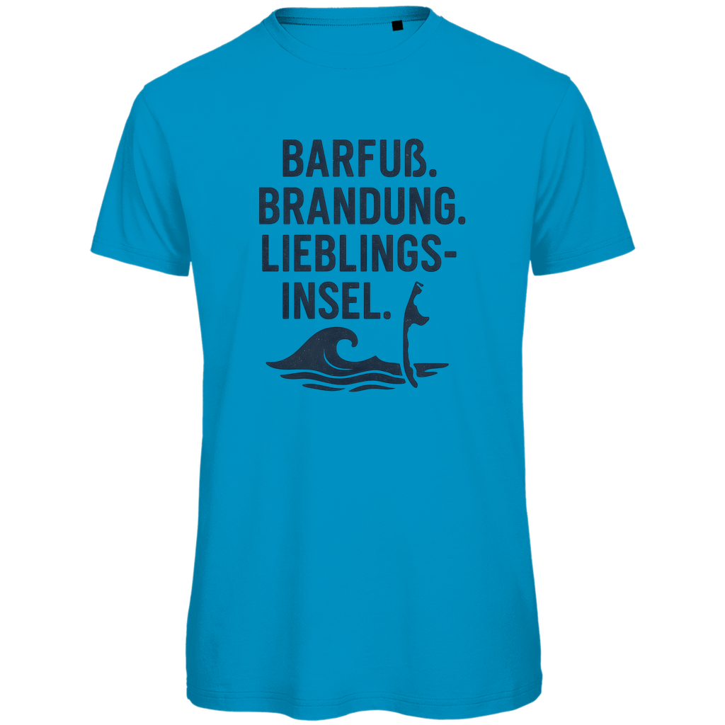 TShirt für Herren mit LIEBLINGSINSEL SYLT Aufdruck. Stoff-Farbe: Atoll. Fernweh zum Anziehen? travelPrint4U.de