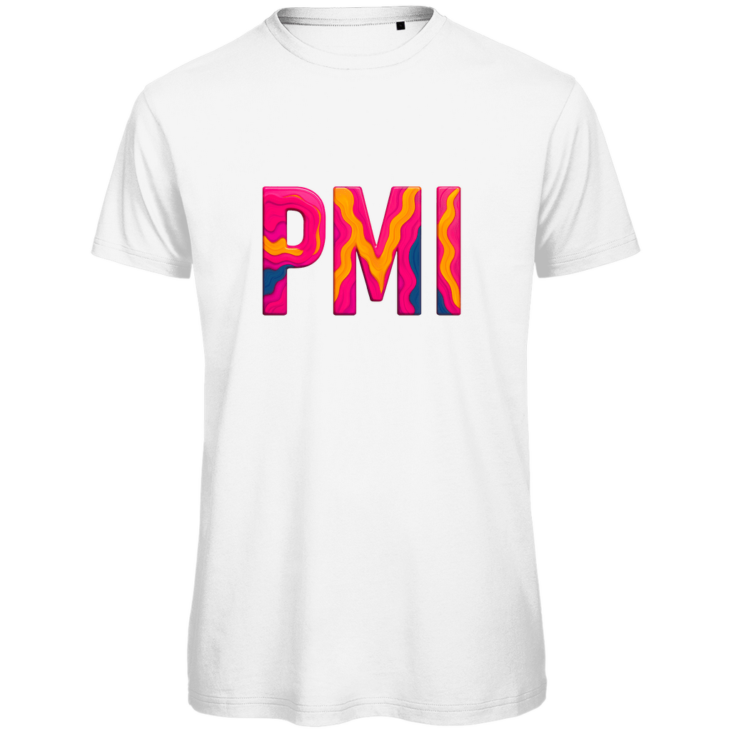 TShirt für Herren mit buntem PMI Print für Airport MALLORCA. Stoff-Farbe: White. Fernweh zum Anziehen? travelPrint4U.de