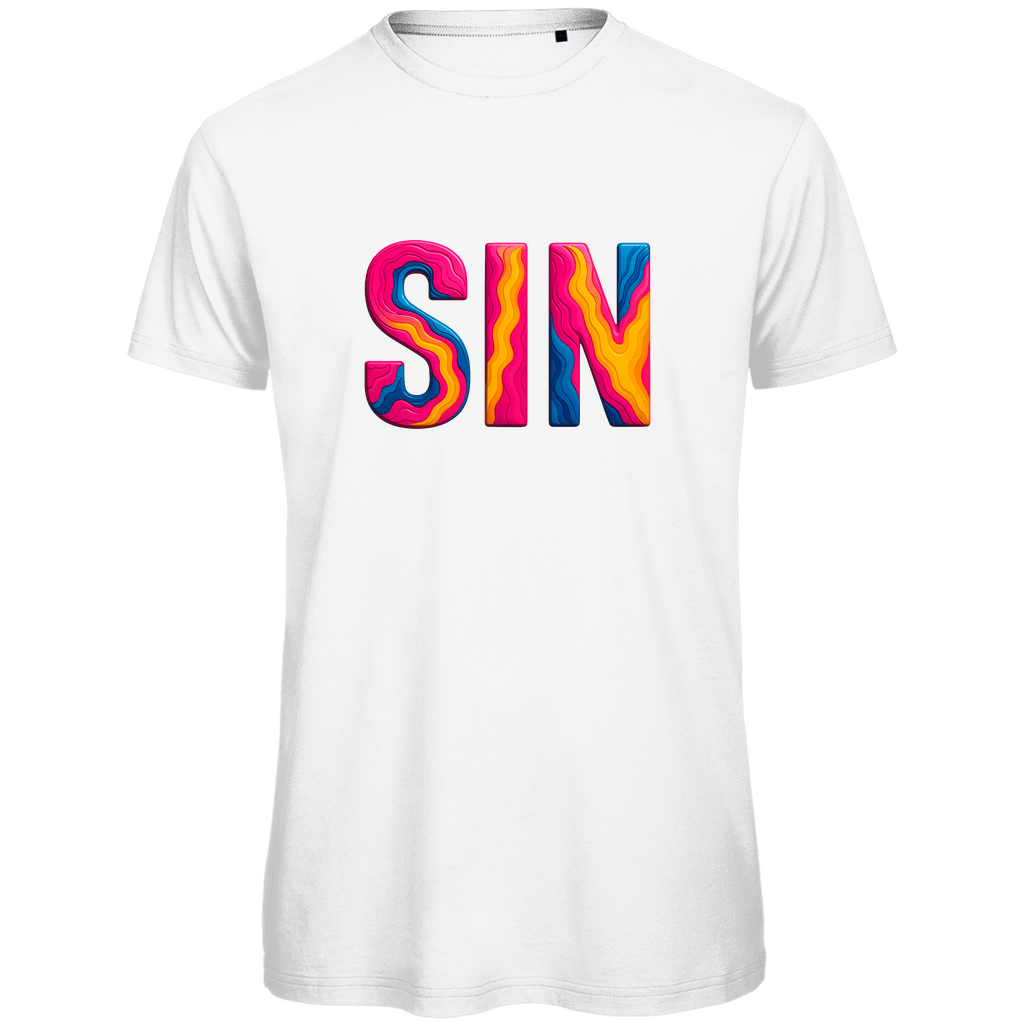 TShirt für Herren mit buntem SIN Print für Airport SINGAPUR. Stoff-Farbe: White. Fernweh zum Anziehen? travelPrint4U.de