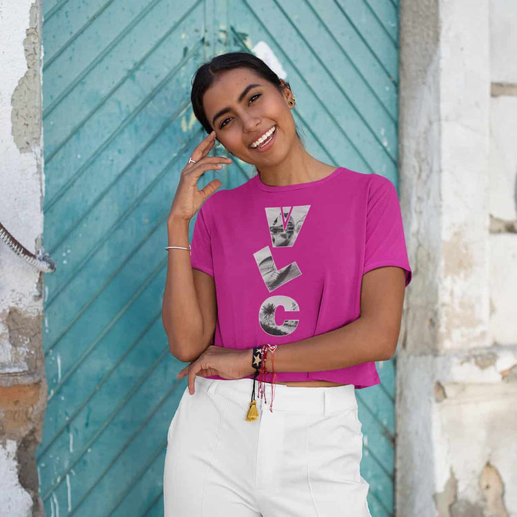 Damen CropTops mit Travel-Print