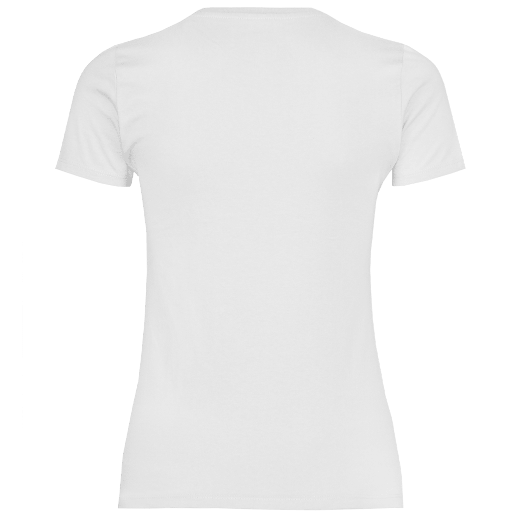 Weißes Damen Basic T-Shirt mit New York Skyline Motiv. Rückseite uni weiß.