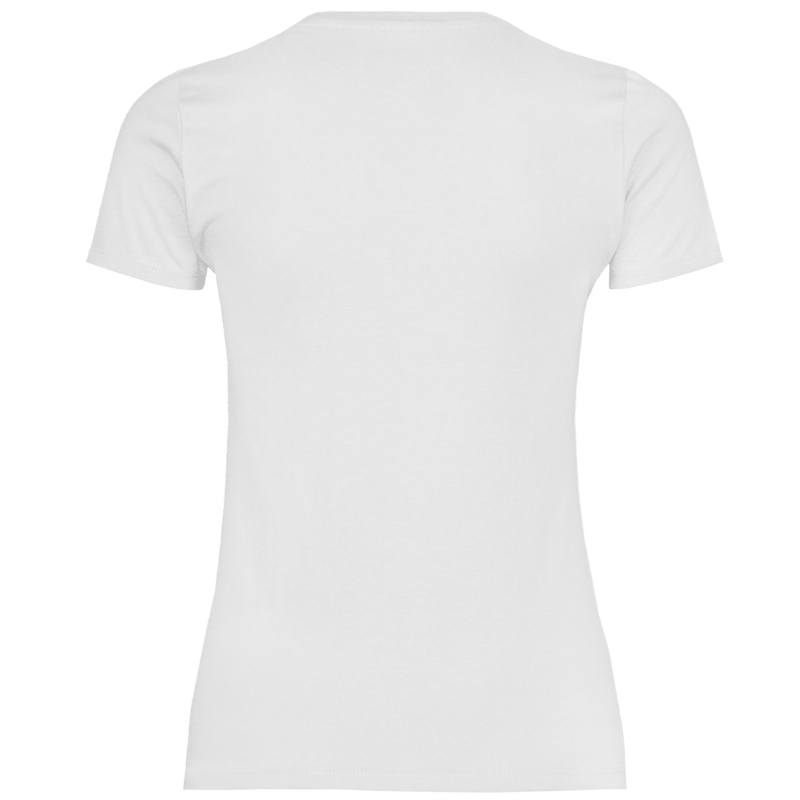 Weißes Damen Basic T-Shirt mit New York Skyline Motiv. Rückseite uni weiß.