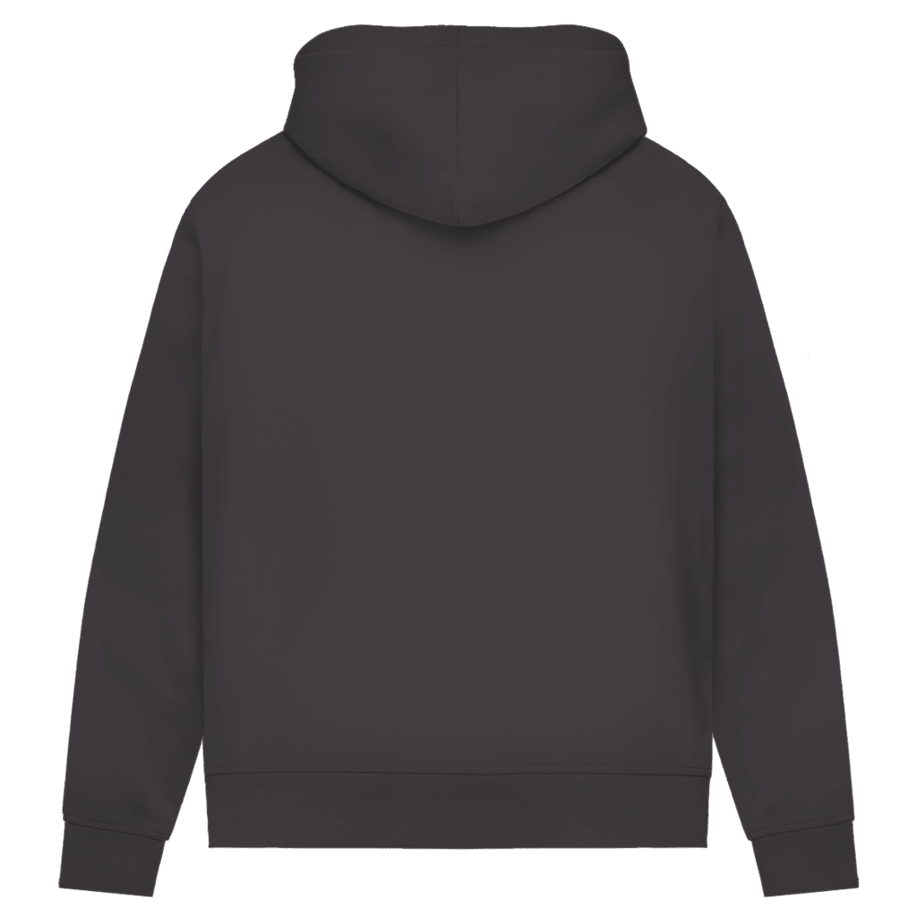 Bequemer New York Hoodie in Asphalt. Rückseite uni.
