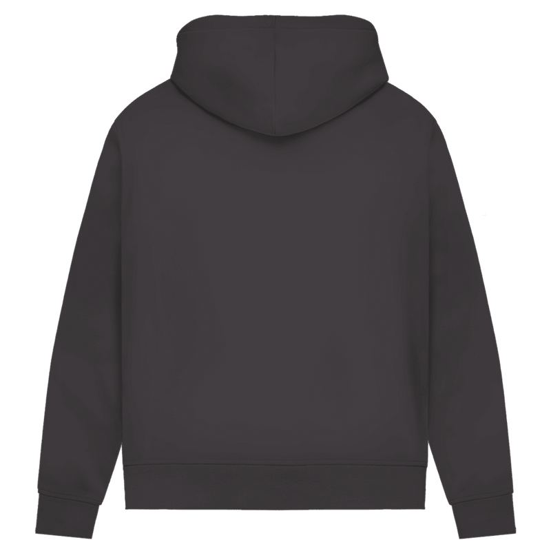 Bequemer New York Hoodie in Asphalt. Rückseite uni.