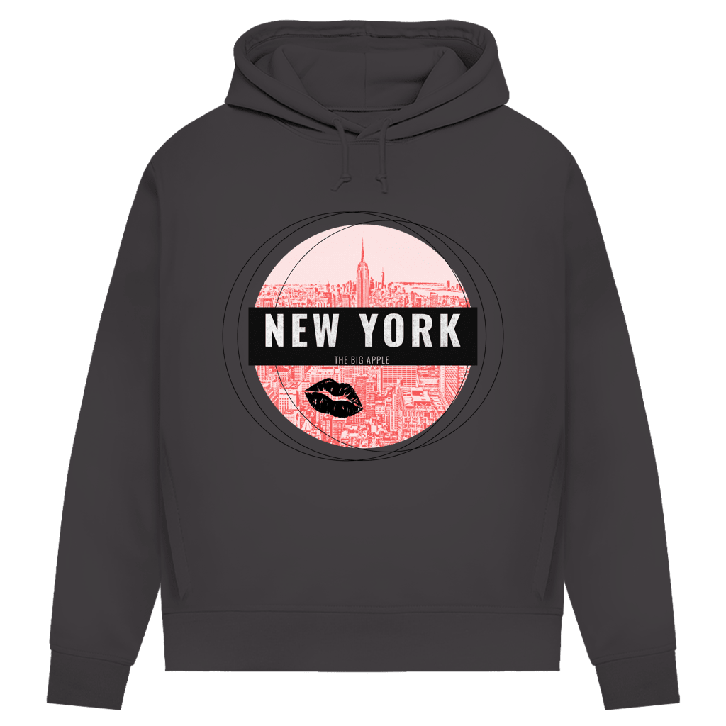 Bequemer New York Hoodie in Farbe Asphalt. Die gemütliche Reisegarderobe für deinen nächsten Flug von travelPrint4U.