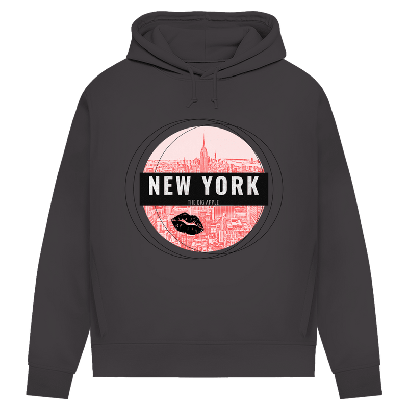 Bequemer New York Hoodie in Farbe Asphalt. Die gemütliche Reisegarderobe für deinen nächsten Flug von travelPrint4U.