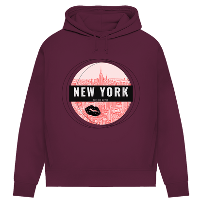 Bequemer New York Hoodie in Farbe Burgundy. Die gemütliche Reisegarderobe für deinen nächsten Flug von travelPrint4U.