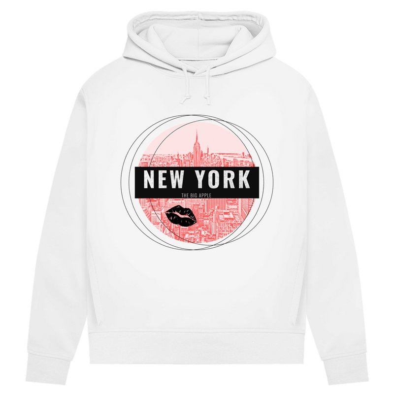 Bequemer New York Hoodie in Farbe White. Die gemütliche Reisegarderobe für deinen nächsten Flug von travelPrint4U.