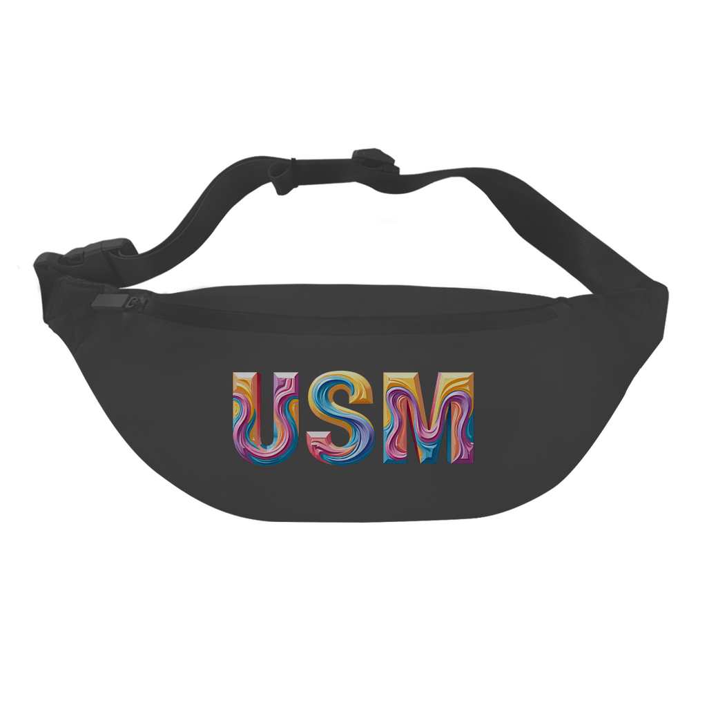 Bauchtasche mit buntem USM Airport Code für Ko Samui. Grundfarbe: Black. Fernweh zum Anfassen? travelPrint4U.de