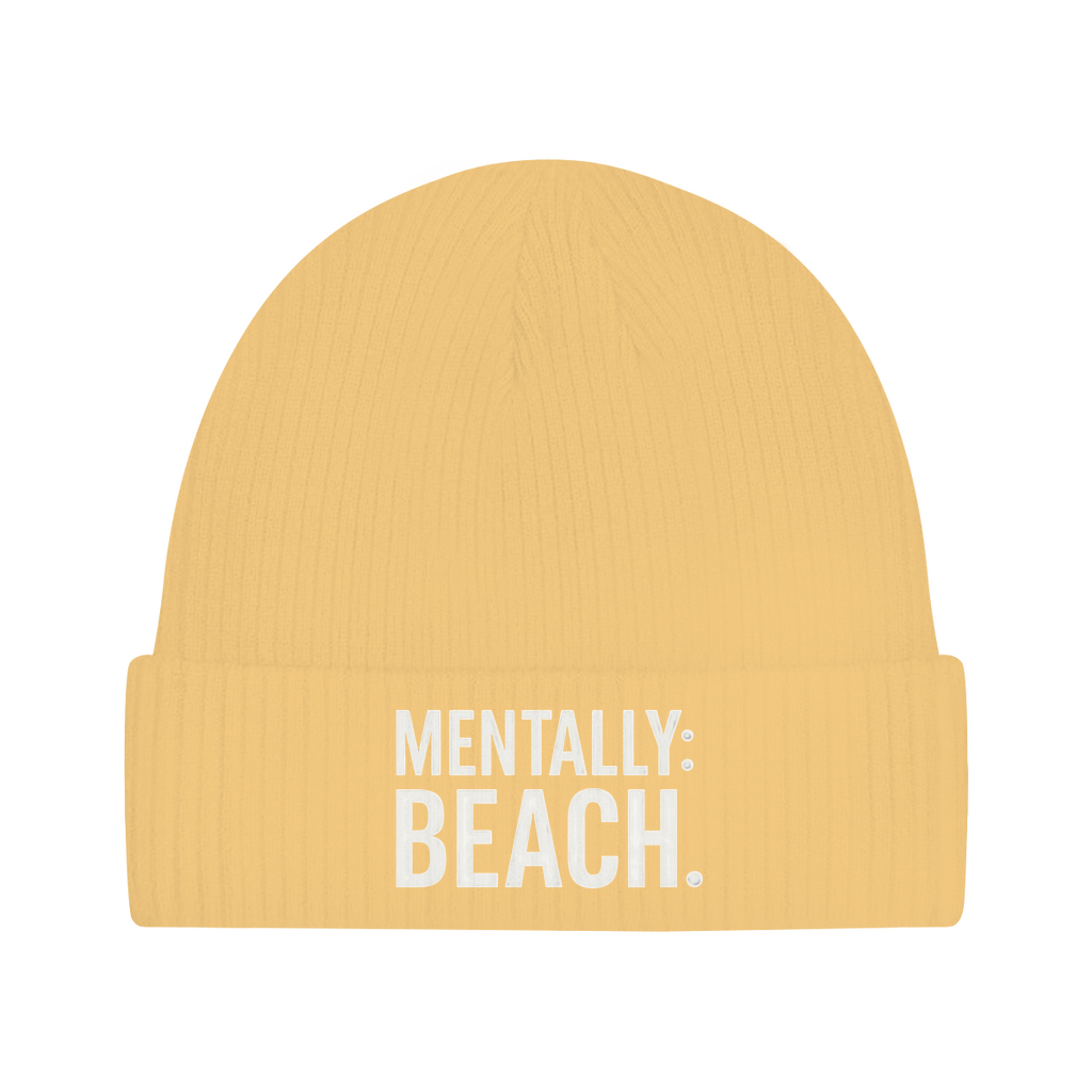 Beanie Mütze für Herren mit Print Mentally Beach in Sand. Fernweh zum Anziehen von travelPrint4U