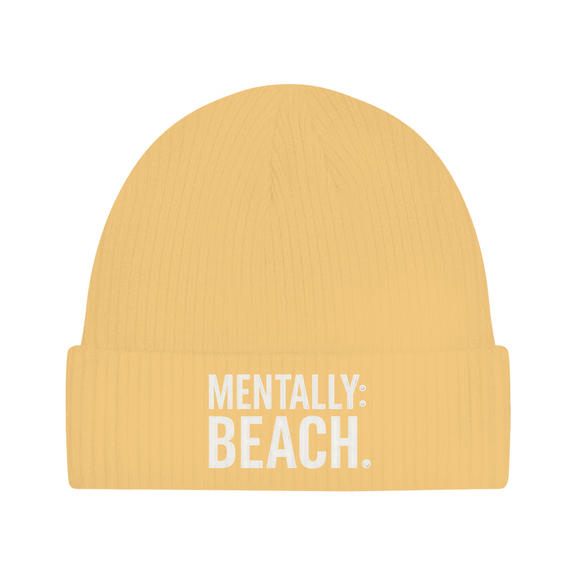 Beanie Mütze für Herren mit Print Mentally Beach in Sand. Fernweh zum Anziehen von travelPrint4U