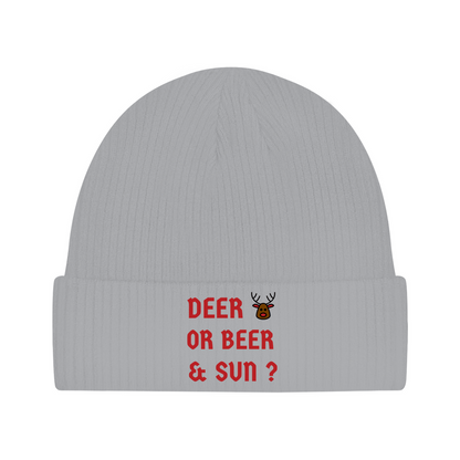 Herren Beanie Weihnachtsmütze, Deer or Beer & Sun