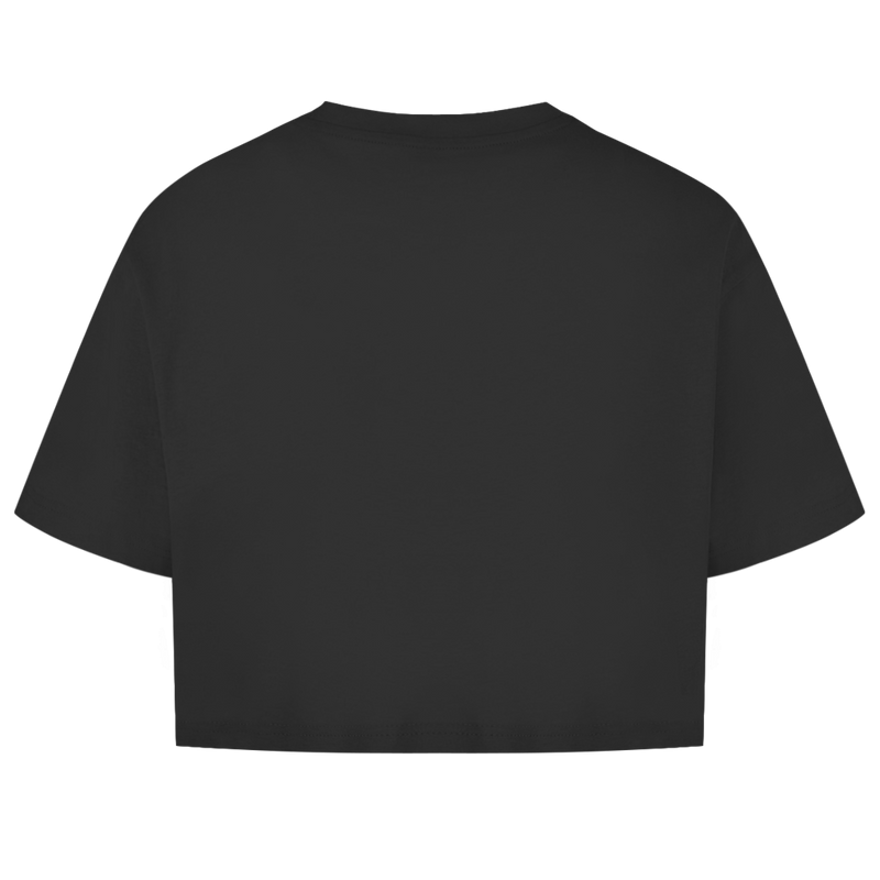 Schwarzes CropTop ohne Design (Rückseite).