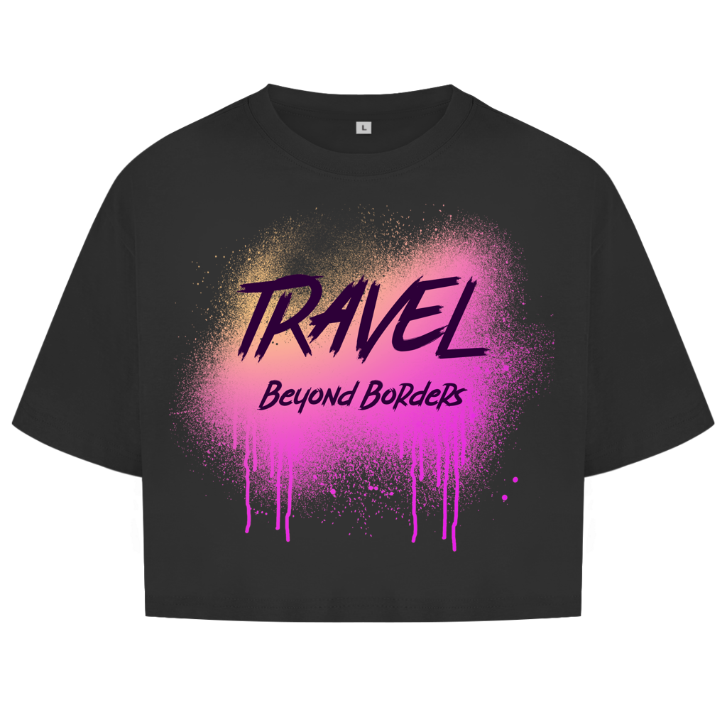 Pinkfarbenes Street-Art-Design mit Spray-Effekt und markanter Textur auf schwarzem Hintergrund.