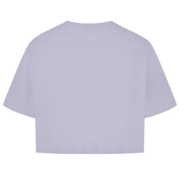 Lilafarbenes CropTop ohne Design (Rückseite).