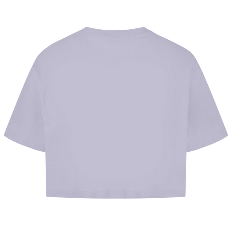 Lilafarbenes CropTop ohne Design (Rückseite).