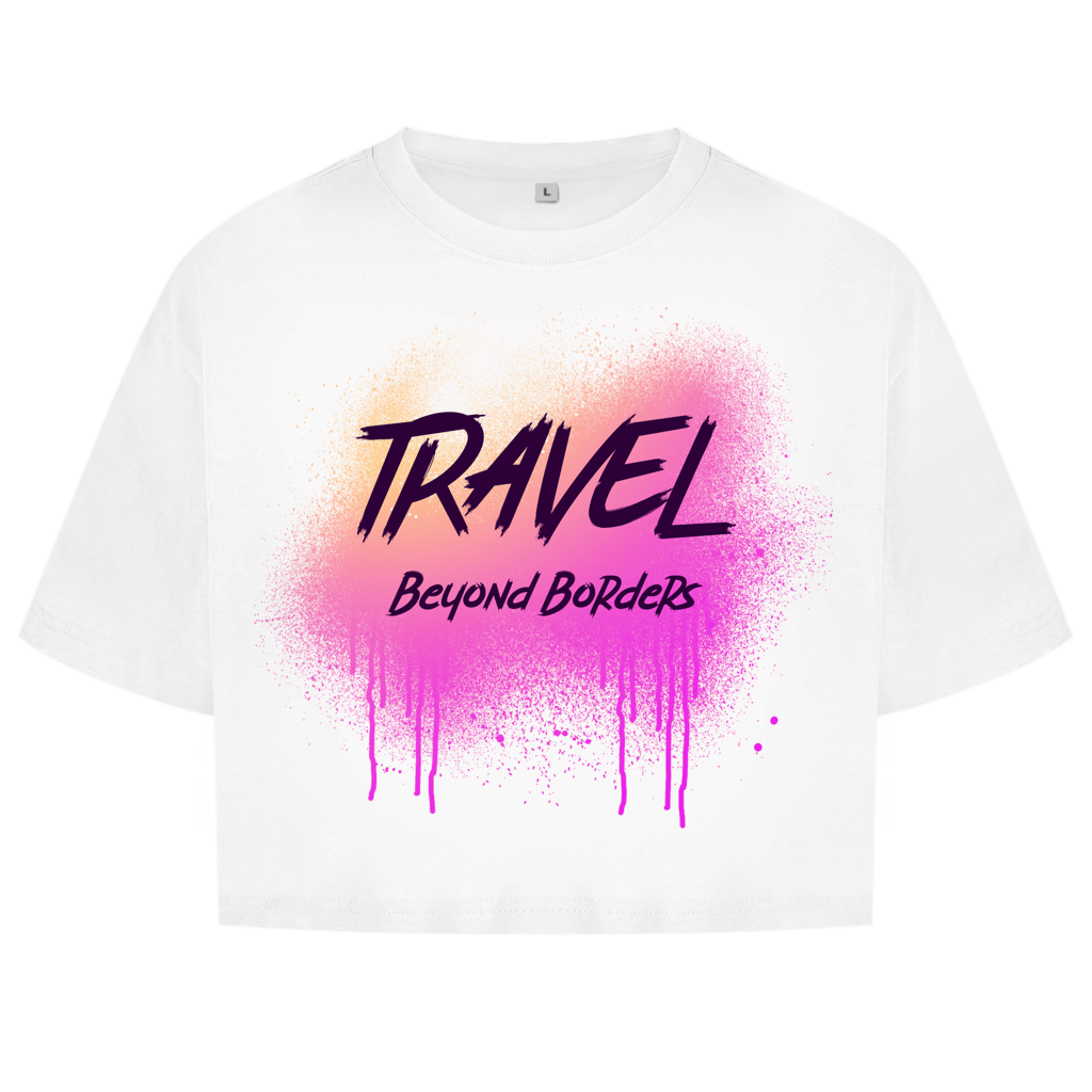 Pinkfarbenes Street-Art-Design mit Spray-Effekt und markanter Textur auf weissem Hintergrund.