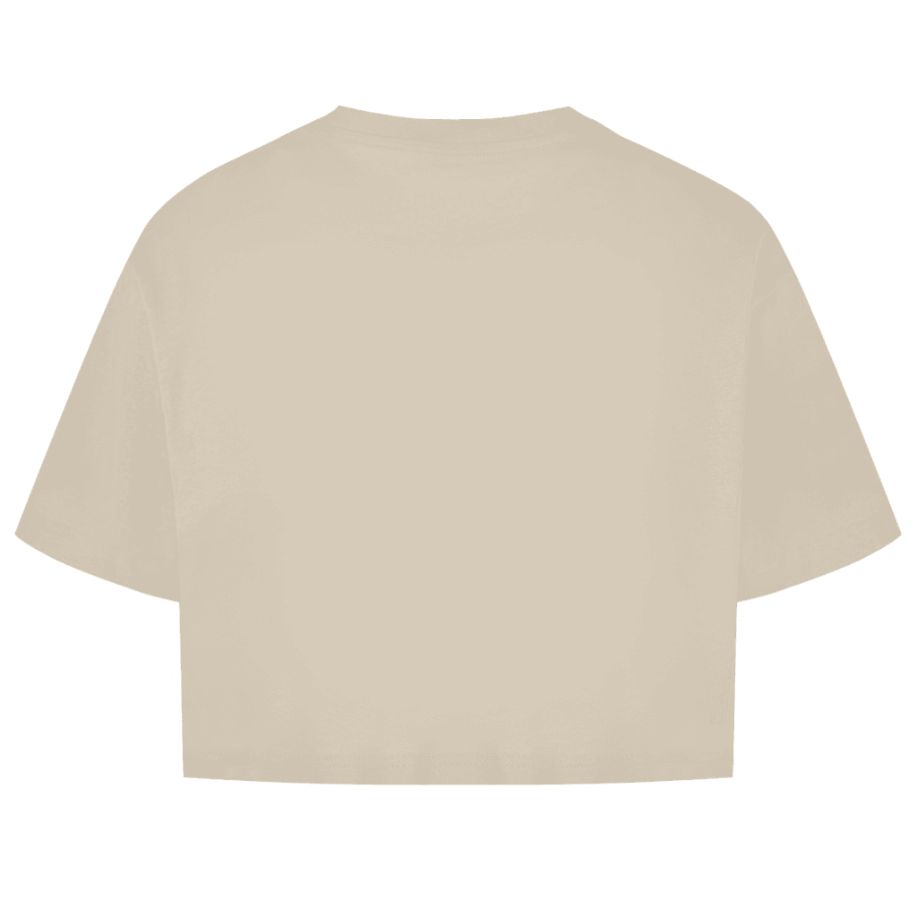 Sandfarbenes CropTop ohne Design (Rückseite).