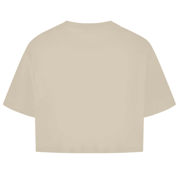 Sandfarbenes CropTop ohne Design (Rückseite).