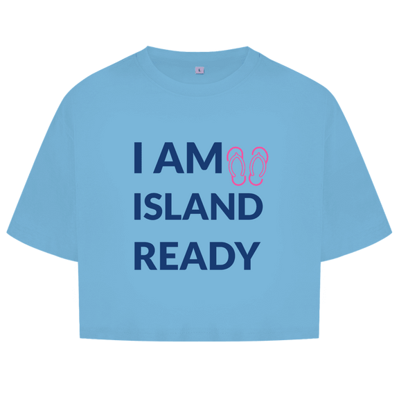 Sehr grosse Schrift in dunkelblau verteilt über drei Zeilen. Daneben kleine pinkfarbene Flipflops.