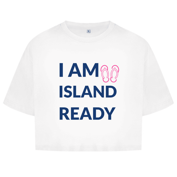 Sehr grosse Schrift in dunkelblau verteilt über drei Zeilen. Daneben kleine pinkfarbene Flipflops.