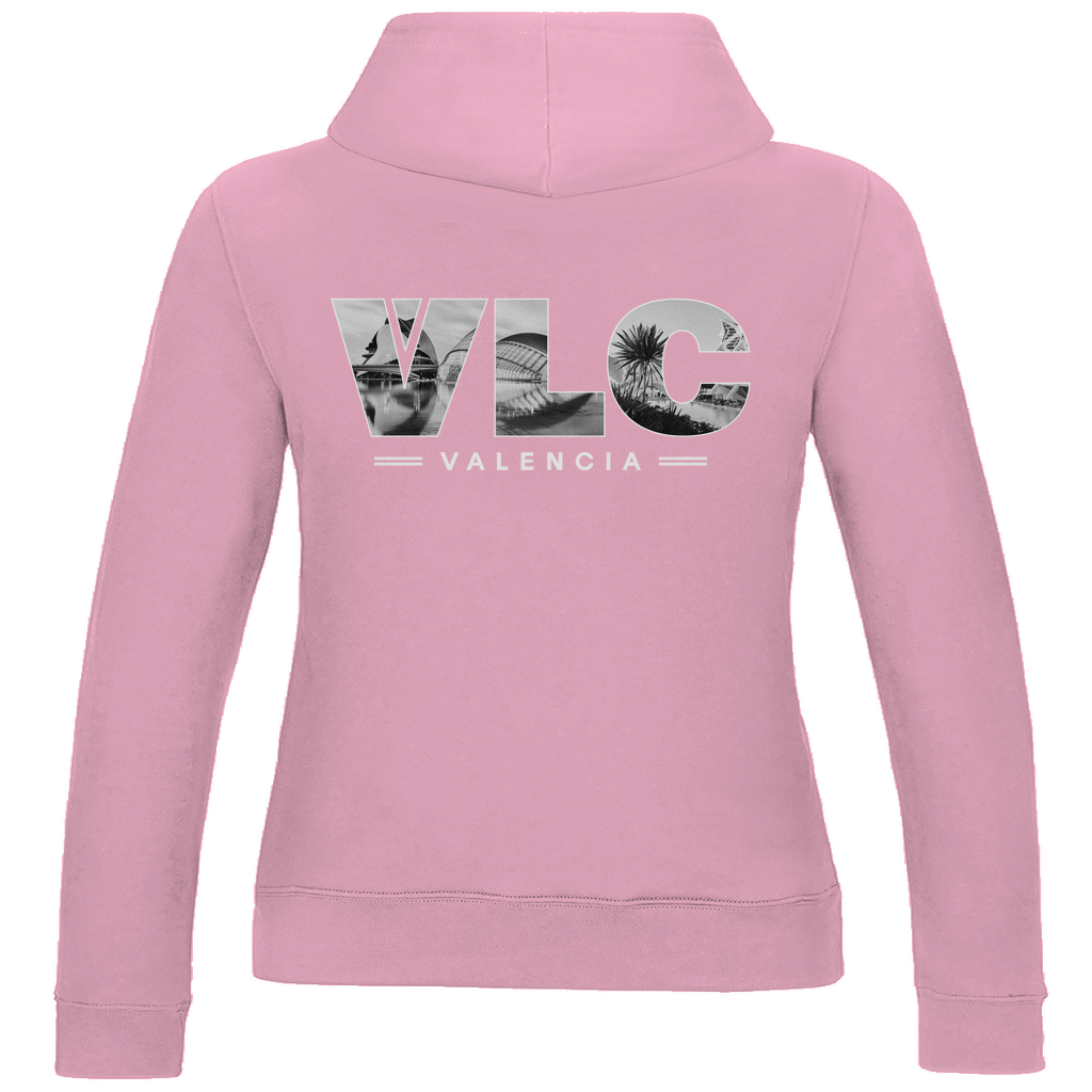 Kapuzen Pullover für Damen mit VLC Airport Code Valencia. Farbe Royal Blau. Fernweh zum Anziehen von travelPrint4U.de