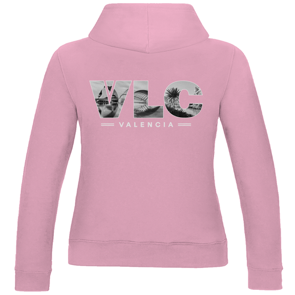 Kapuzen Pullover für Damen mit VLC Airport Code Valencia. Farbe Royal Blau. Fernweh zum Anziehen von travelPrint4U.de