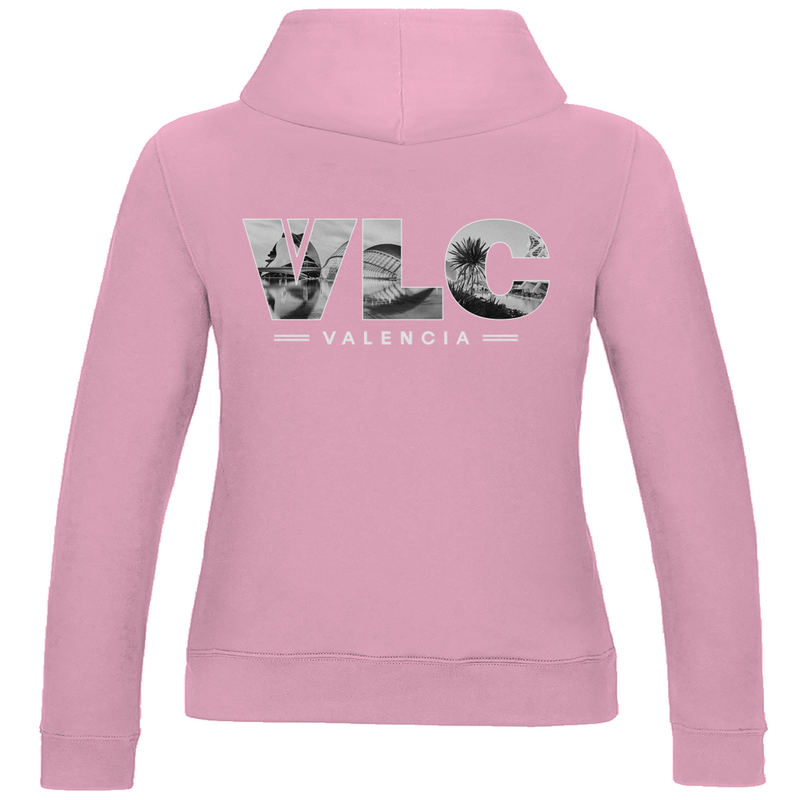 Kapuzen Pullover für Damen mit VLC Airport Code Valencia. Farbe Royal Blau. Fernweh zum Anziehen von travelPrint4U.de