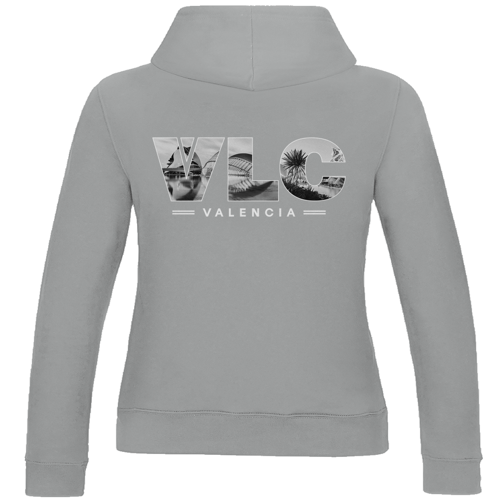 Kapuzen Pullover für Damen mit VLC Airport Code Valencia. Farbe Royal Blau. Fernweh zum Anziehen von travelPrint4U.de