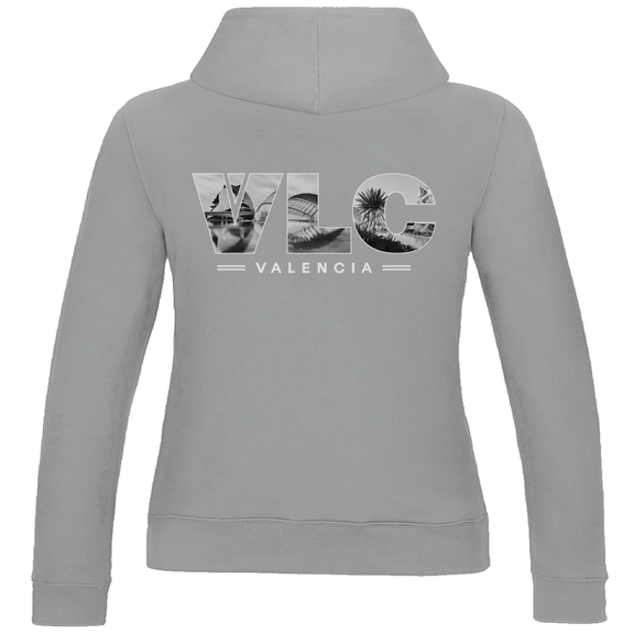 Kapuzen Pullover für Damen mit VLC Airport Code Valencia. Farbe Royal Blau. Fernweh zum Anziehen von travelPrint4U.de