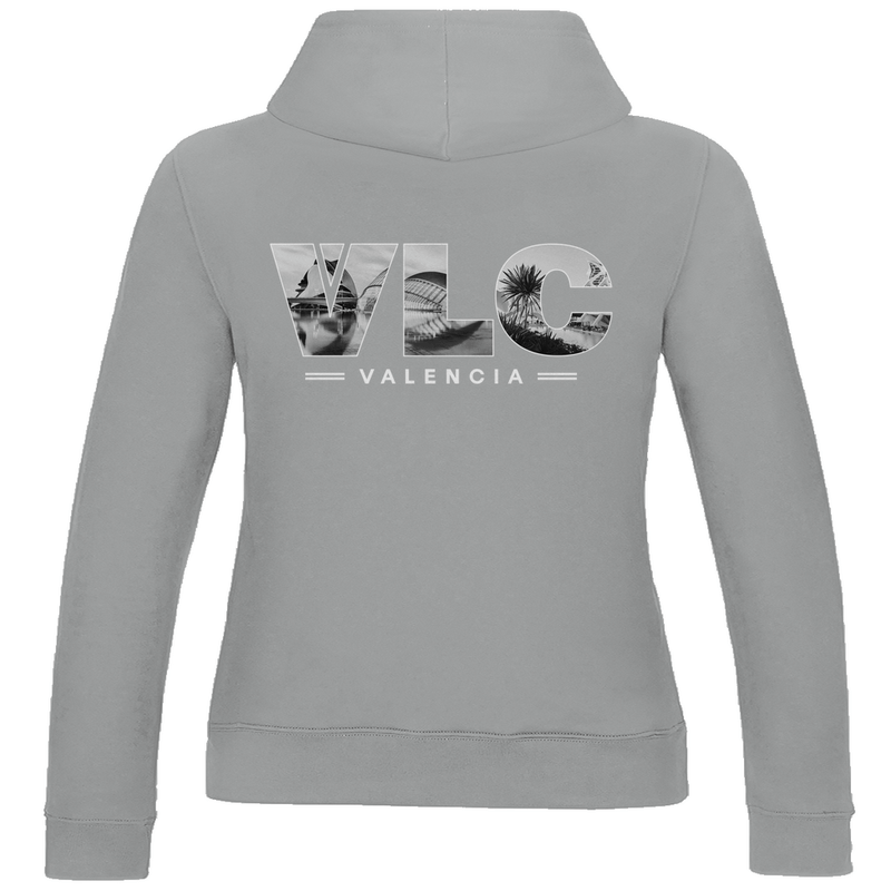 Kapuzen Pullover für Damen mit VLC Airport Code Valencia. Farbe Royal Blau. Fernweh zum Anziehen von travelPrint4U.de