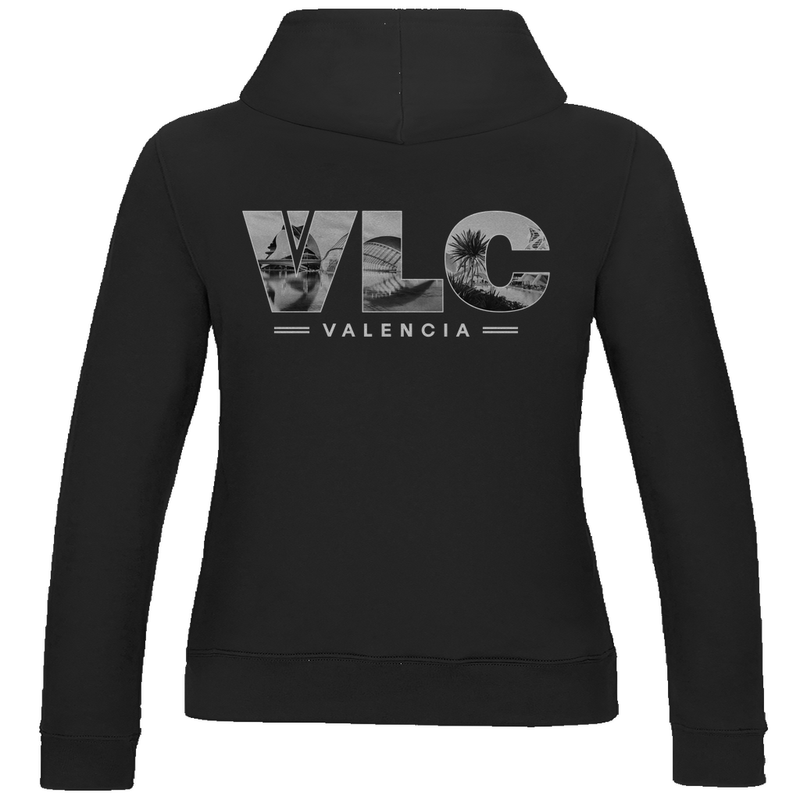 Kapuzen Pullover für Damen mit VLC Airport Code Valencia. Farbe Royal Blau. Fernweh zum Anziehen von travelPrint4U.de