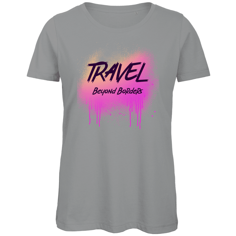 Pinkfarbenes Street-Art-Design mit Spray-Effekt und markanter Textur auf hellgrauem Hintergrund.