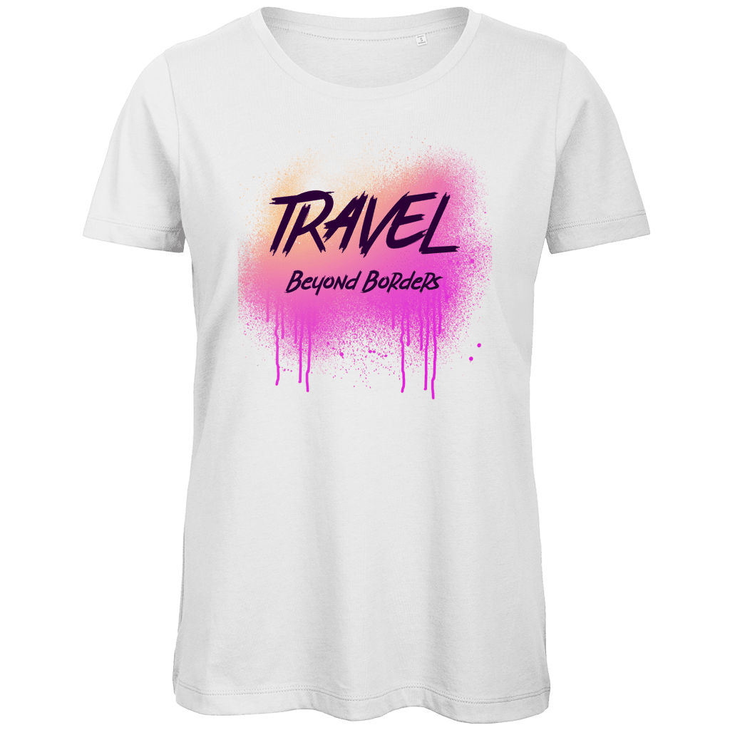 Pinkfarbenes Street-Art-Design mit Spray-Effekt und markanter Textur auf weissem Hintergrund.