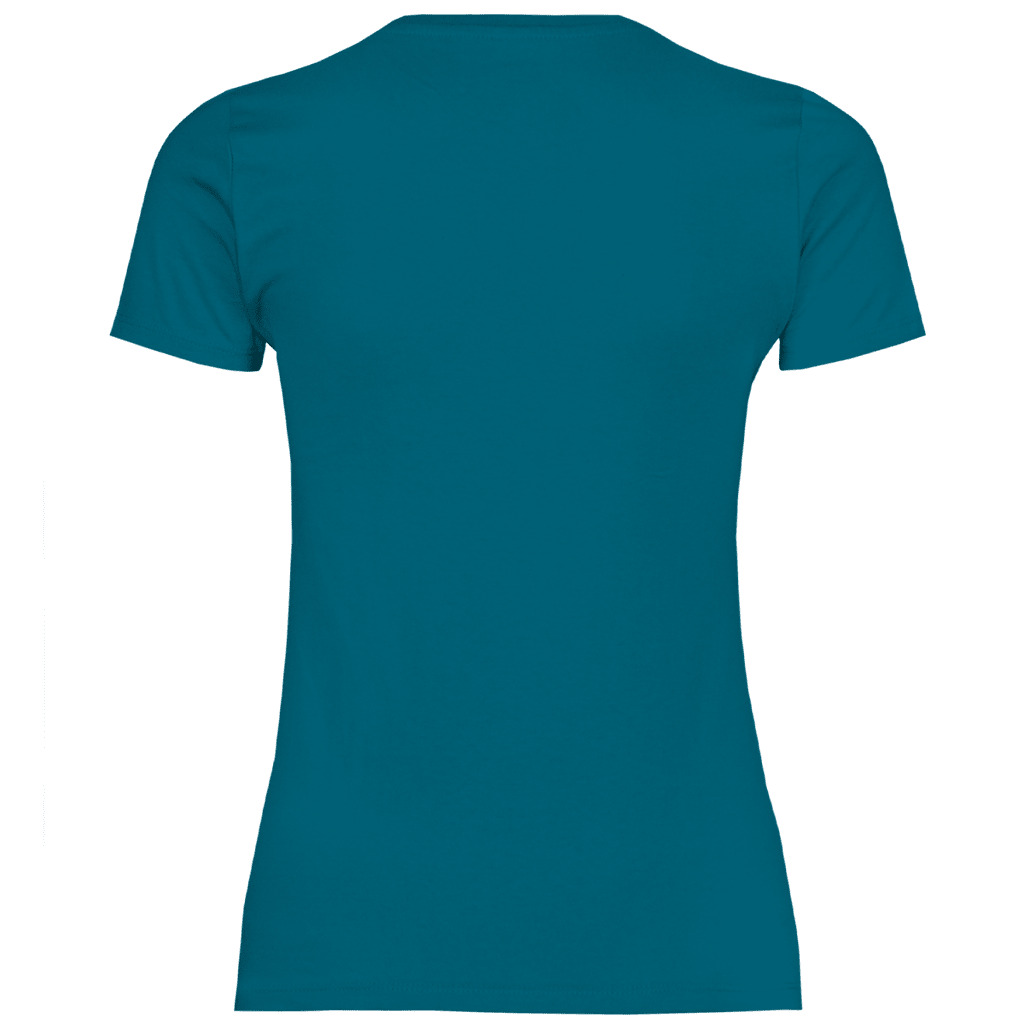 Blaugrünes T-Shirt ohne Design (Rückseite).