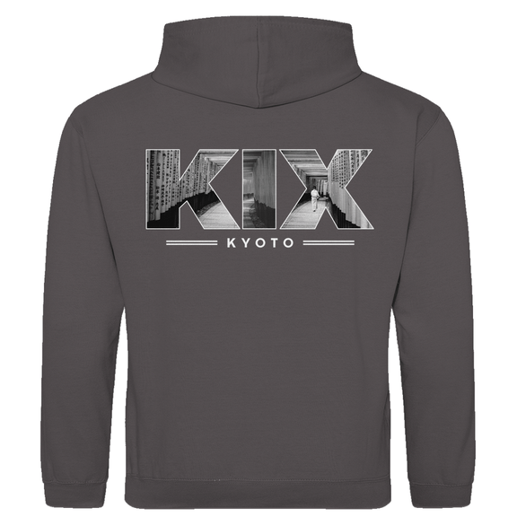 Kapuzen Pullover für Herren mit Airport Code für Kyoto mit Bild. Farbe Braun. Fernweh zum Anziehen von travelPrint4U.de