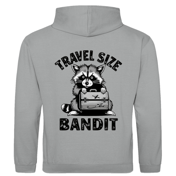 Herren Hoodie mit Waschbär Meme, TRAVEL SIZE BANDIT. Stoff-Farbe: Heather Grey. Fernweh zum Anziehen? travelPrint4U.de