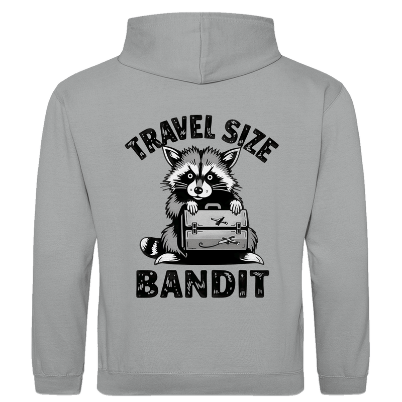 Herren Hoodie mit Waschbär Meme, TRAVEL SIZE BANDIT. Stoff-Farbe: Heather Grey. Fernweh zum Anziehen? travelPrint4U.de