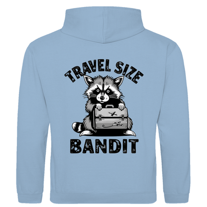 Herren Hoodie mit Waschbär Meme, TRAVEL SIZE BANDIT. Stoff-Farbe: Sky Blue. Fernweh zum Anziehen? travelPrint4U.de