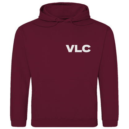 Kapuzen Pullover für Herren mit Airport Code für Valencia in weiß. Farbe Burgund. Fernweh zum Anziehen von travelPrint4U.de