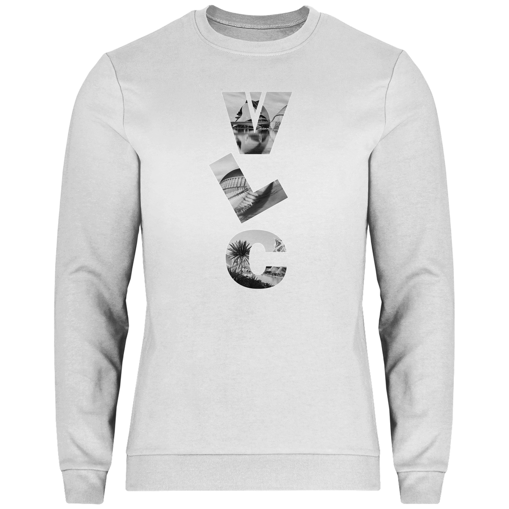 Weißes Shirt mit drei Buchstaben des Flughafencode. Als Overlay der Buchstaben liegt ein Bild von Valencia.